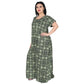 Printed Cotton Nighty For Women - Dark Green