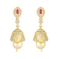 Stylish Gold Plated CZ Copper Jhumki with Pearl Hanging for Ladies and Girls