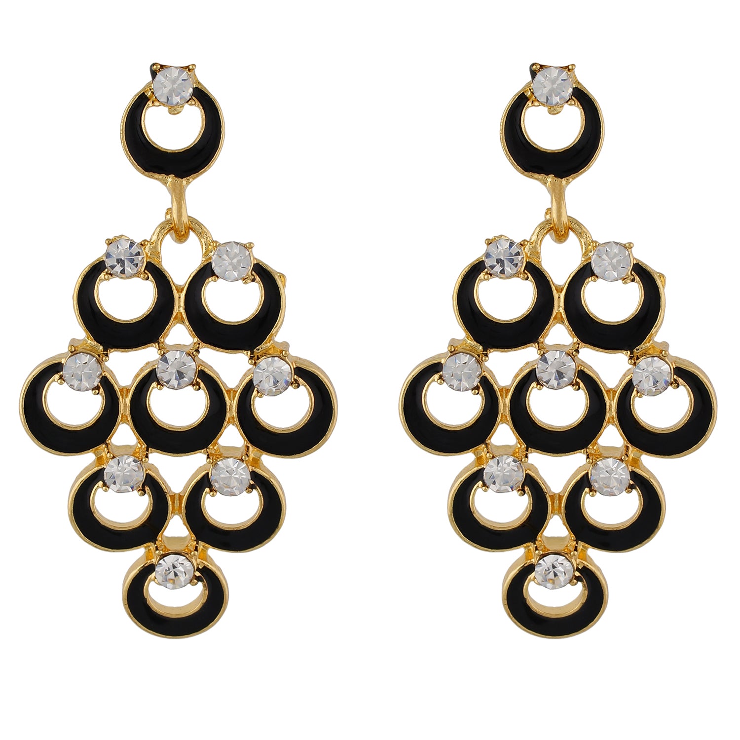 Impressive Black and Gold Colour Bunch of Circles Design Earring for Girls and Women