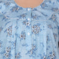 Printed Cotton Nighty For Women - Blue