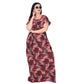 Embroidery Printed Cotton Nighty For Women - Red