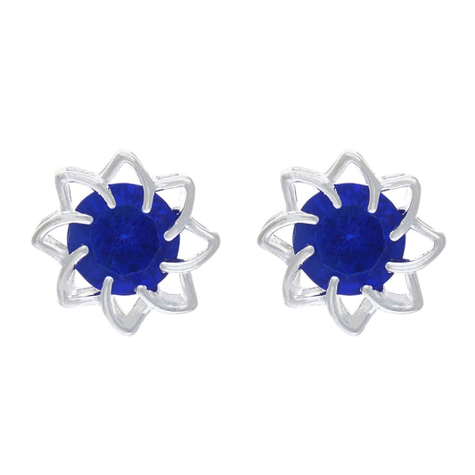 Blue colour Floral Design  Stud Earrings for Girls and Women