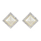 Appealing White and Silver Colour Diamond Shape Alloy Clip On Earrings for Girls with on Pierced Ears