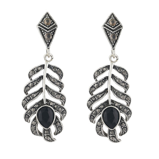 Spectacular Oxide Silver Colour Leaf Shape Earring for Girls and Women