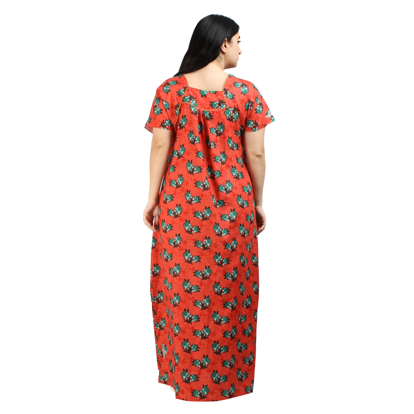 Printed Cotton Mother Nighty For Women - Red
