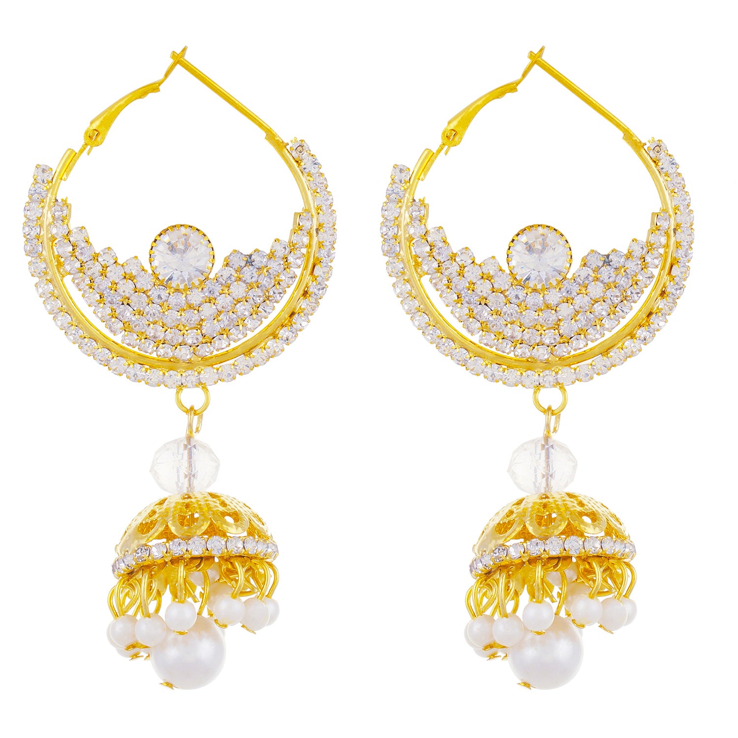 Gold plated Alloy Chandbali Jhumki Earrings Fashion Imitaion Jewelry for Girls and Women