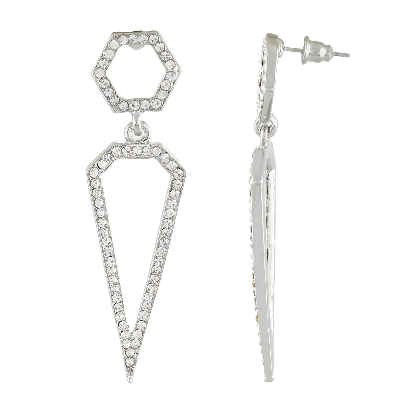 Dazzling Silver Colour Geometrical Design Earring for Girls and Women