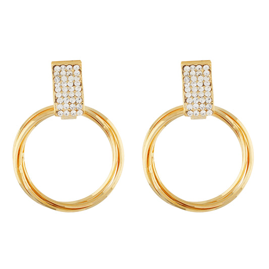 Classy Gold Colour Round Ring Design Earring for Girls and Women