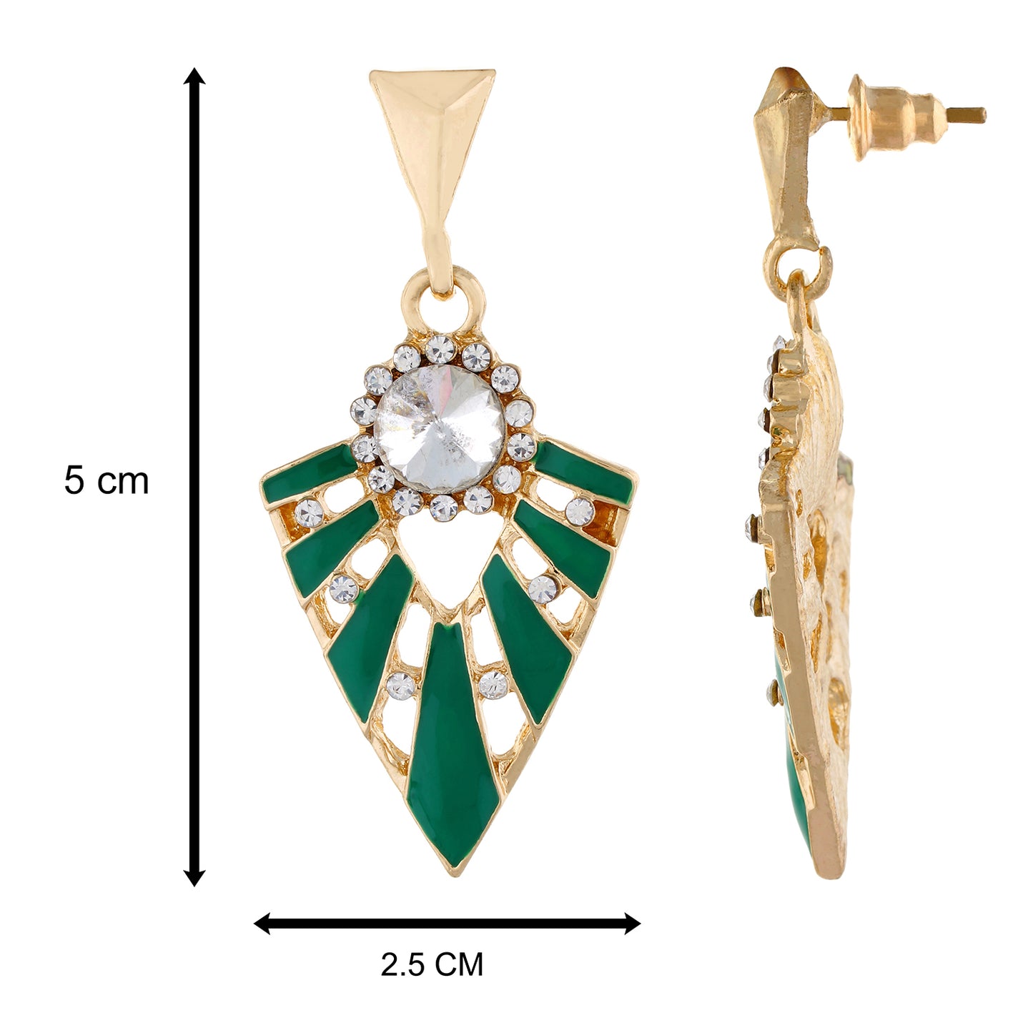 Green colour Triangular Design Hanging Earrings for Girls and Women