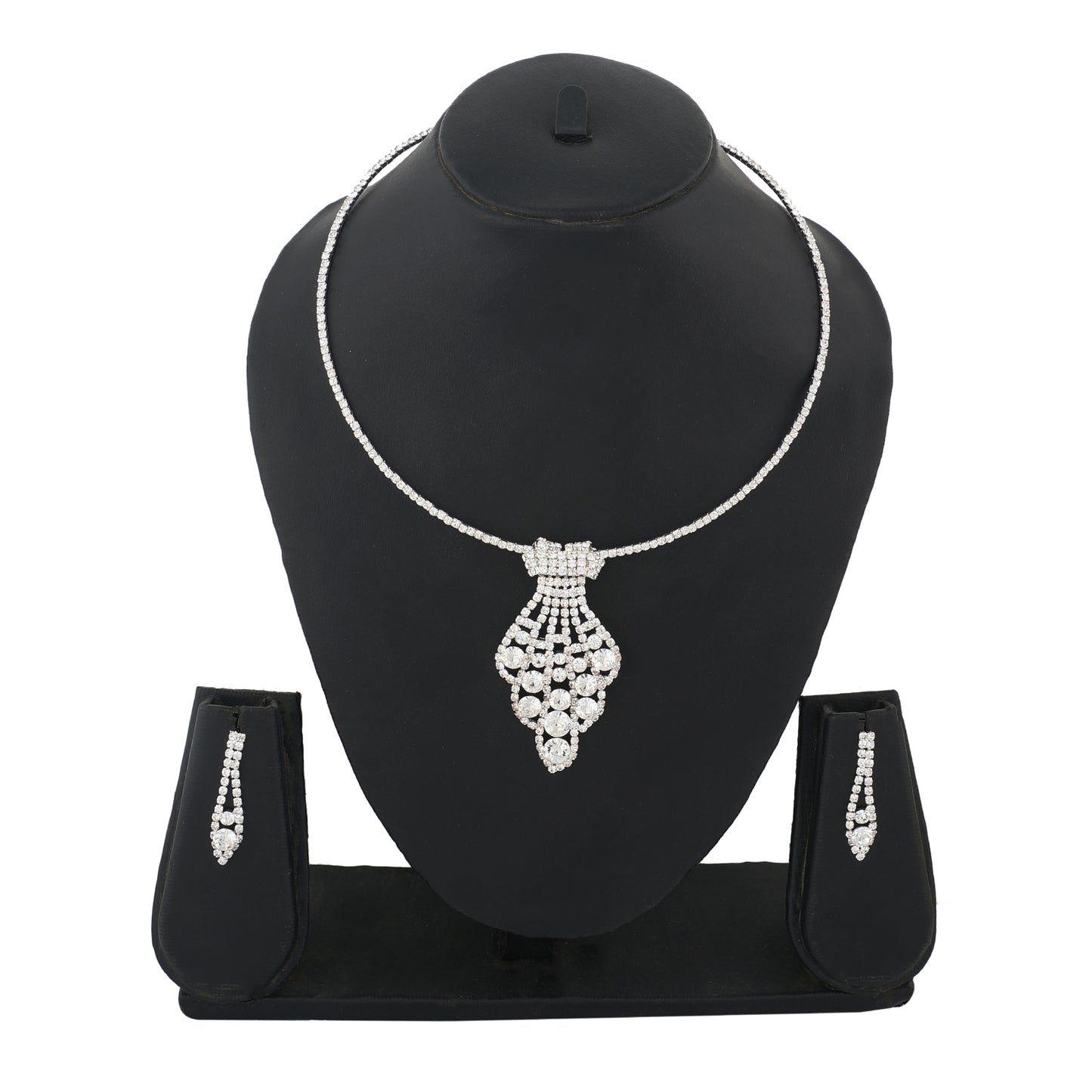 Silver Colour Formless Necklace and Earrings for Girls and Women