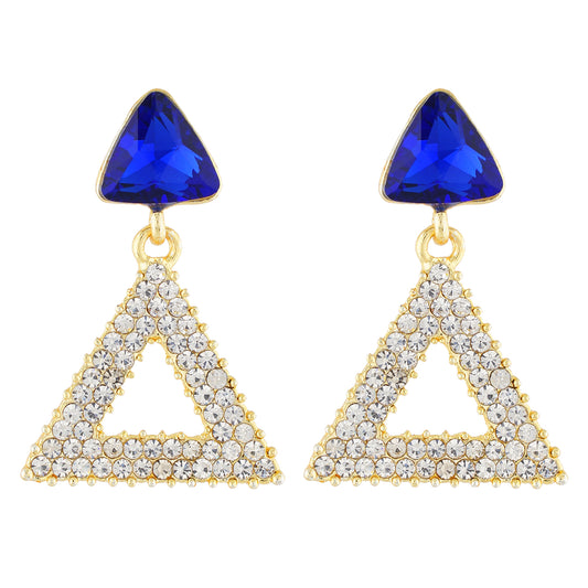 Incredible Blue and Gold Colour Triangular Design Earring for Girls and Women