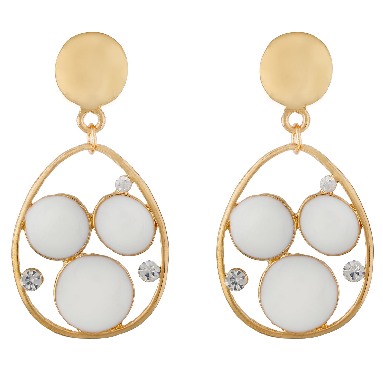 Stylish White and Gold Colour Drop Shape Earring for Girls and Women