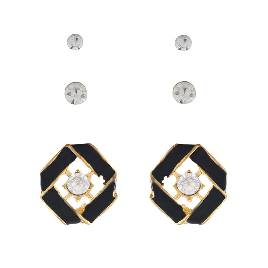 Black colour Geometrical design  Studs for girls and women