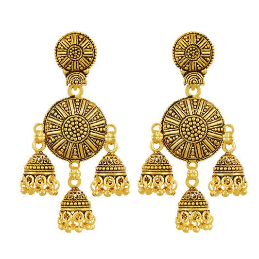 Gold plated Multi Jhumki Earrings Fashion Imitaion Jewelry for Girls and Women