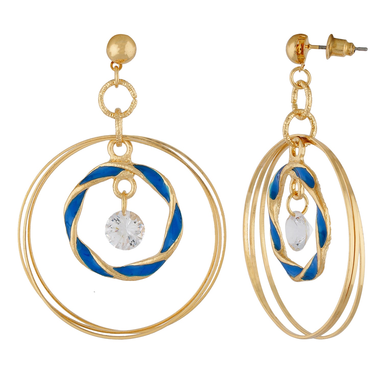 Remarkable Blue and Gold Colour Rings Design Earring for Girls and Women