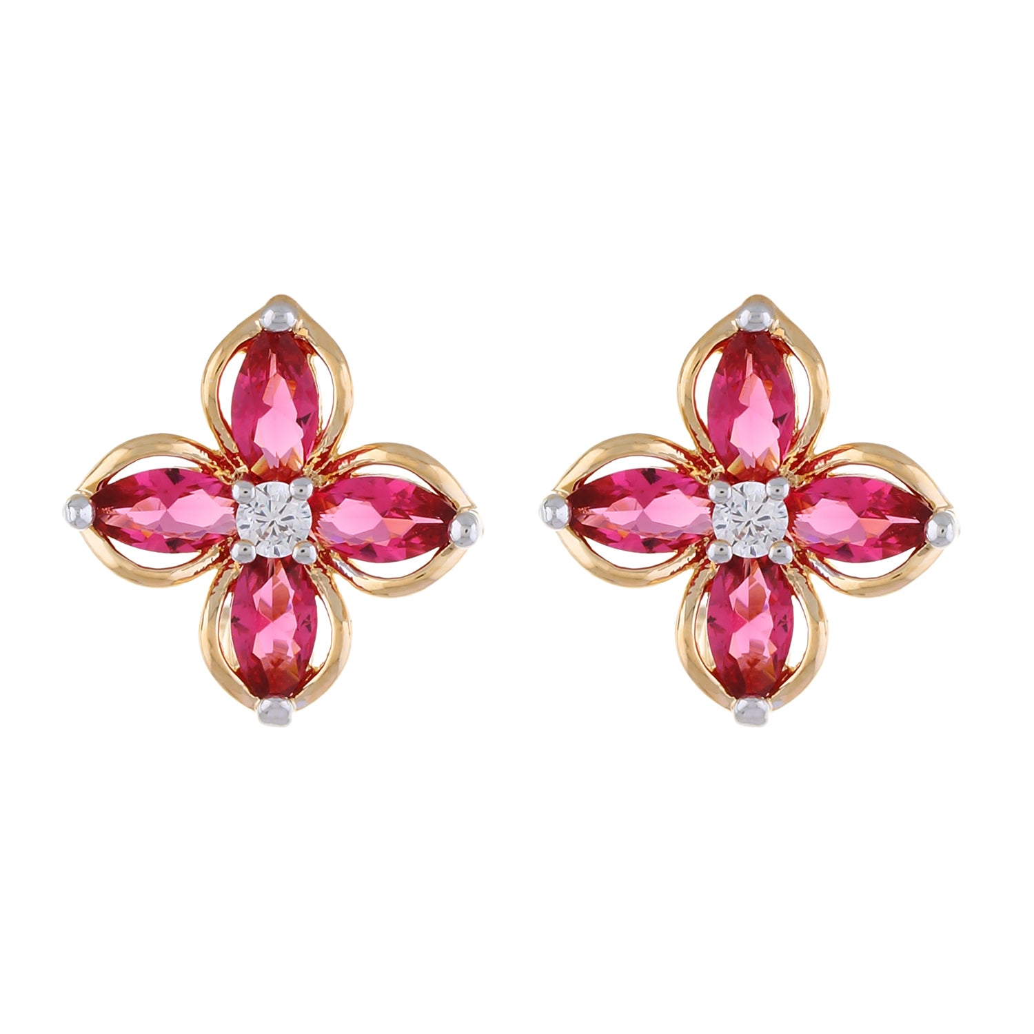 Pink colour Floral Design  Stud Earrings for Girls and Women