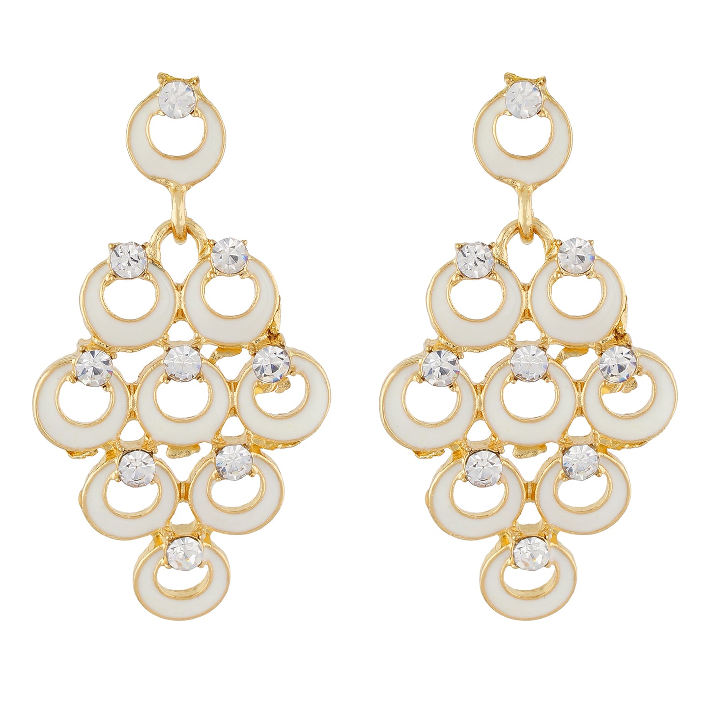 Impressive White and Gold Colour Bunch of Circles Design Earring for Girls and Women