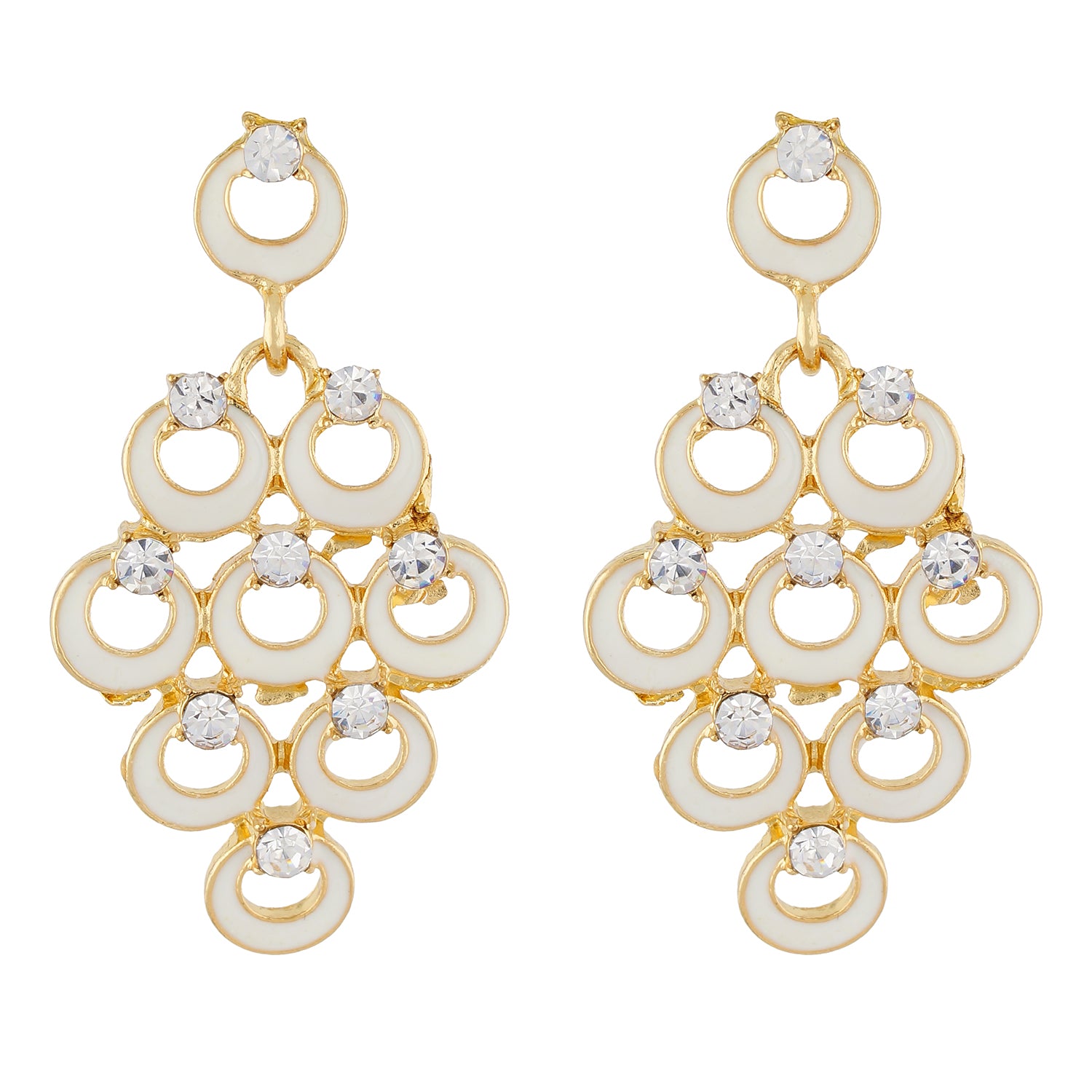 Impressive White and Gold Colour Bunch of Circles Design Earring for Girls and Women