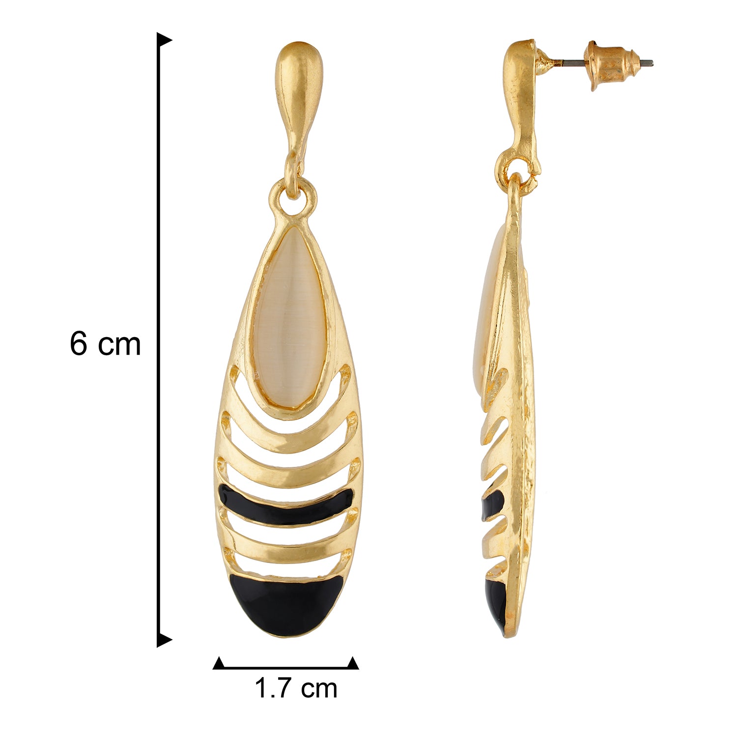 Trendy Black and Gold Colour Drop Shape Earring for Girls and Women