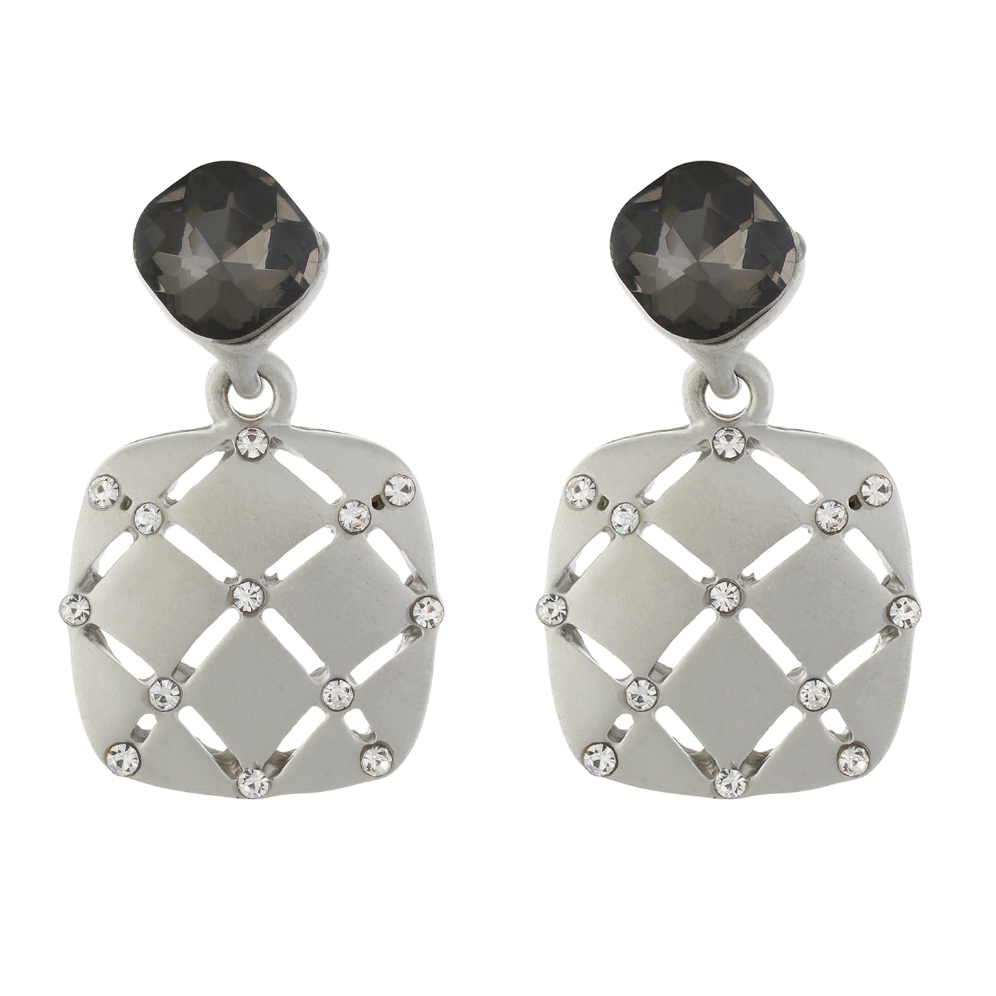 Silver colour Geometrical Design Hanging Earrings for Girls and Women