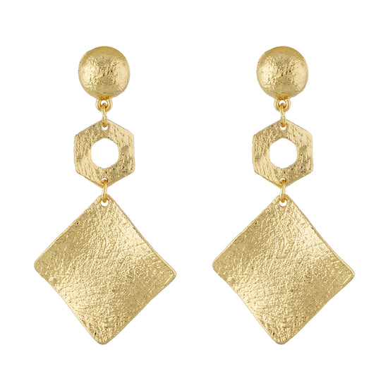 Dashing Gold Colour Rhombus Design Earring for Girls and Women