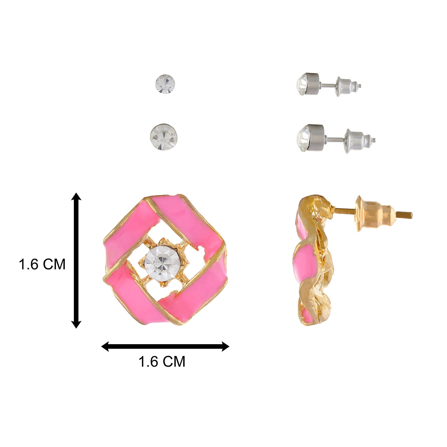 Pink colour Geometrical design  Studs for girls and women