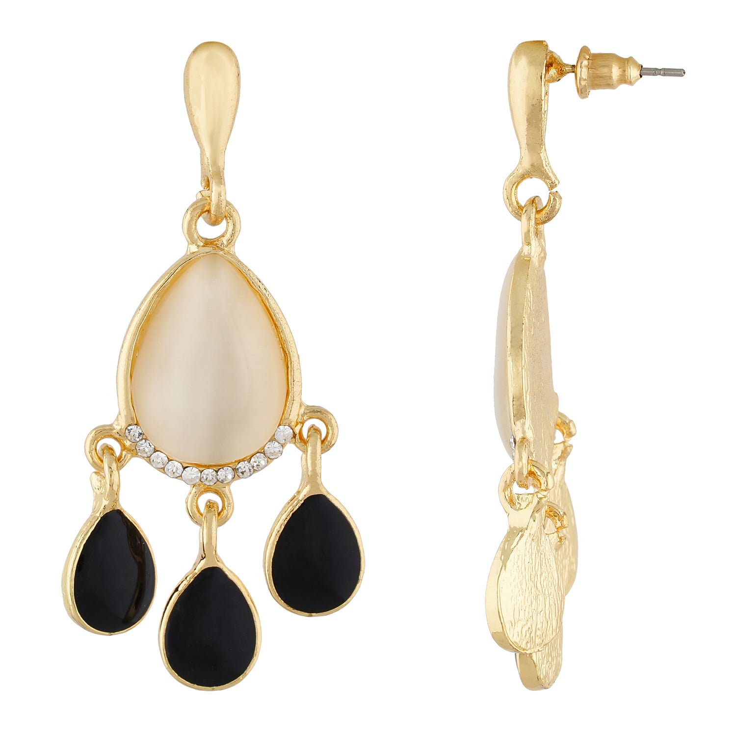 Fashionable Black and Gold Colour Drop Design Earring for Girls and Women