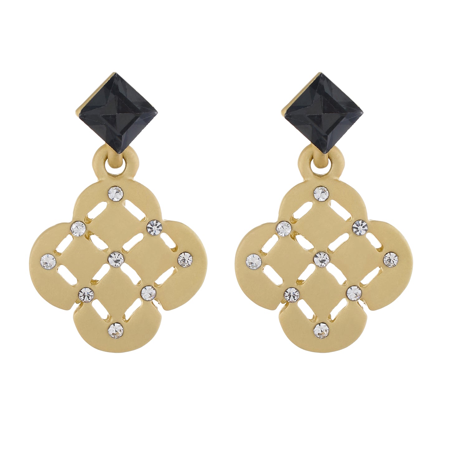 Gold colour Geometrical Design Hanging Earrings for Girls and Women