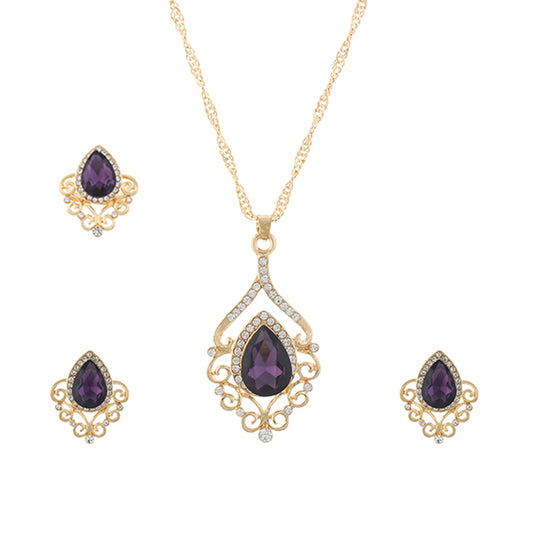 Purple and Gold colour Drop design Pendant Set for girls and women