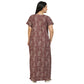 Printed Cotton Nighty For Women - Maroon