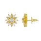 Etnic  Floral Shape Gold Plated CZ Copper Studs for Ladies and Girls