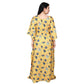 Printed Cotton Blend Kaftan Nighty For Women - Yellow