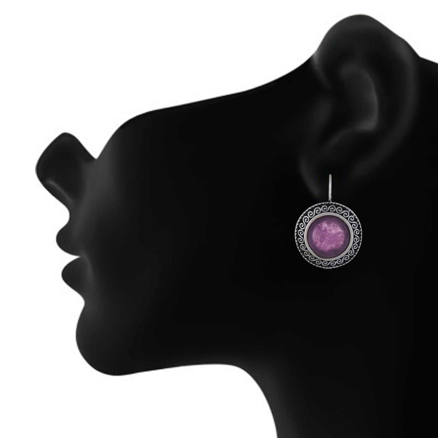 Amazing Purple and Oxide Silver Colour Round Shape Earring for Girls and Women