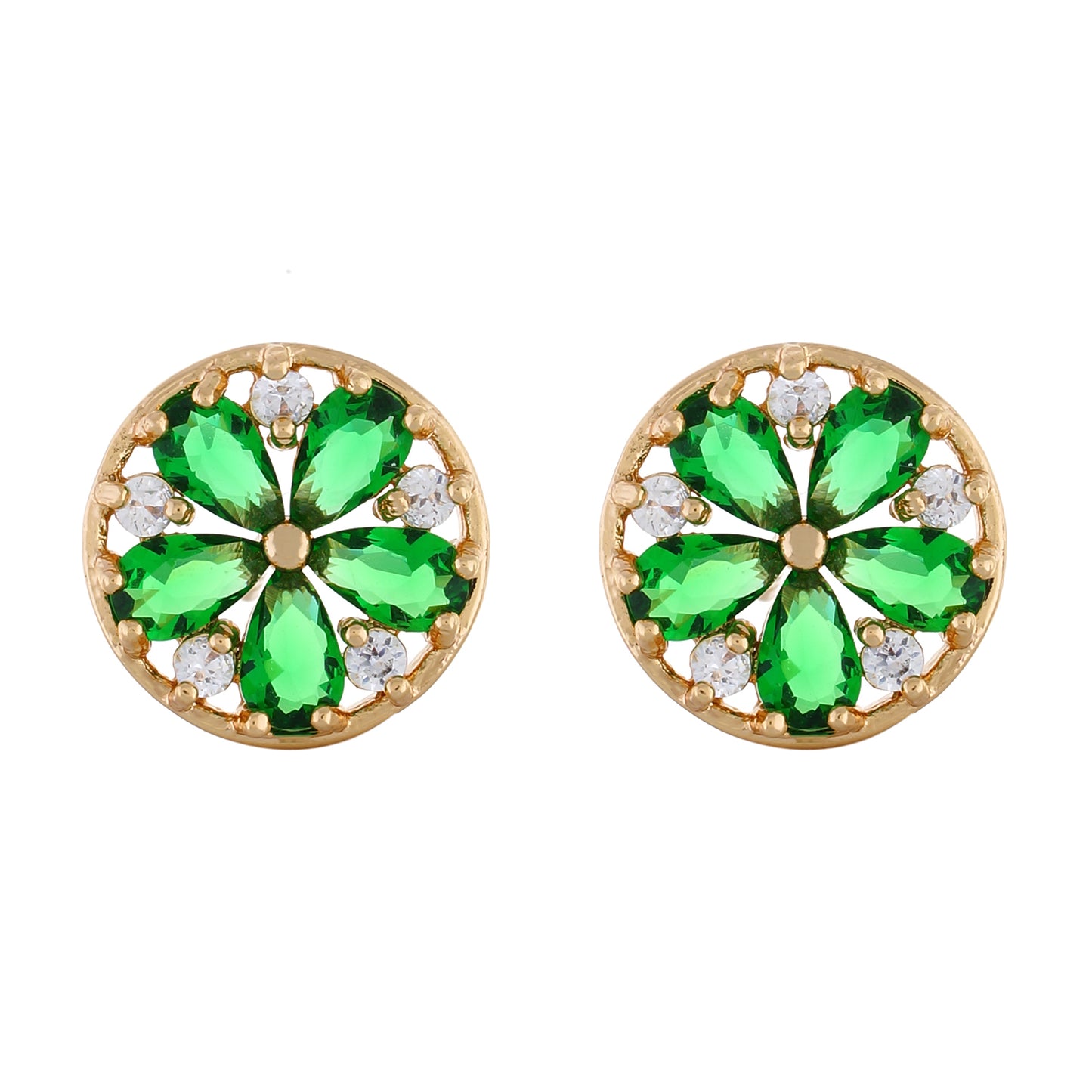 Green colour Round Design  Stud Earrings for Girls and Women