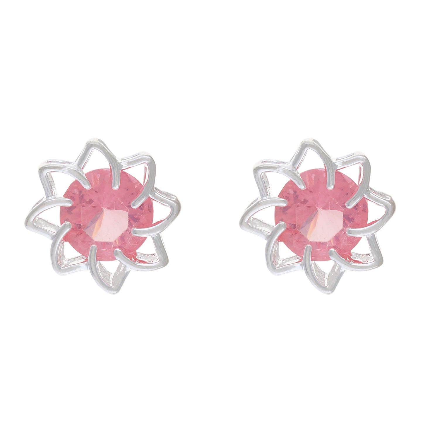 Pink colour Floral Design  Stud Earrings for Girls and Women
