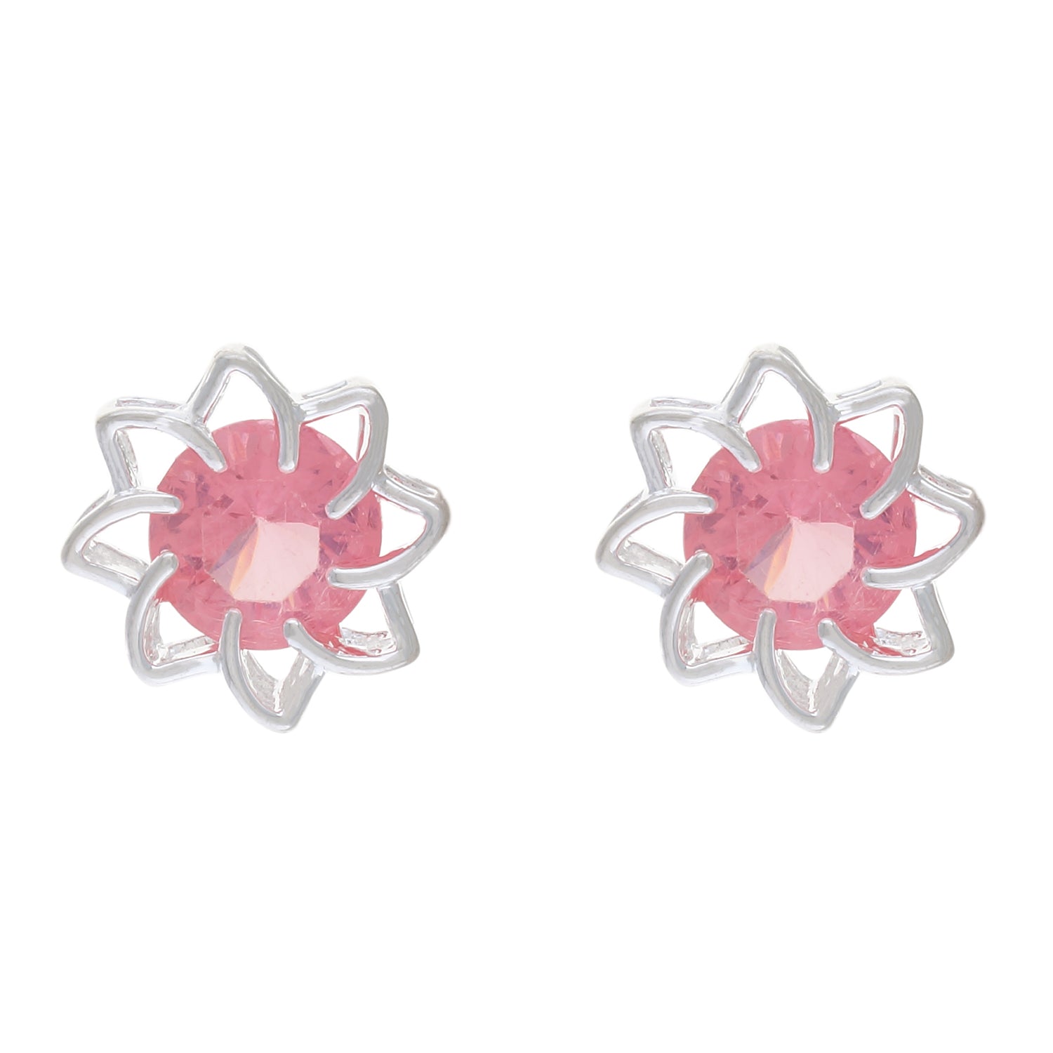 Pink colour Floral Design  Stud Earrings for Girls and Women