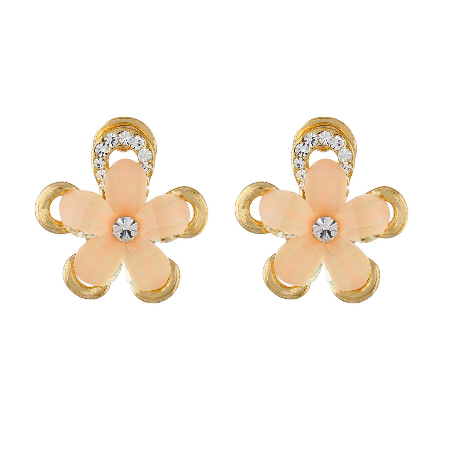 Fashionable Beige and Gold Colour Floral Design Earring for Girls and Women