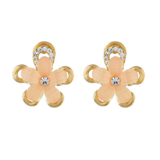 Fashionable Beige and Gold Colour Floral Design Earring for Girls and Women