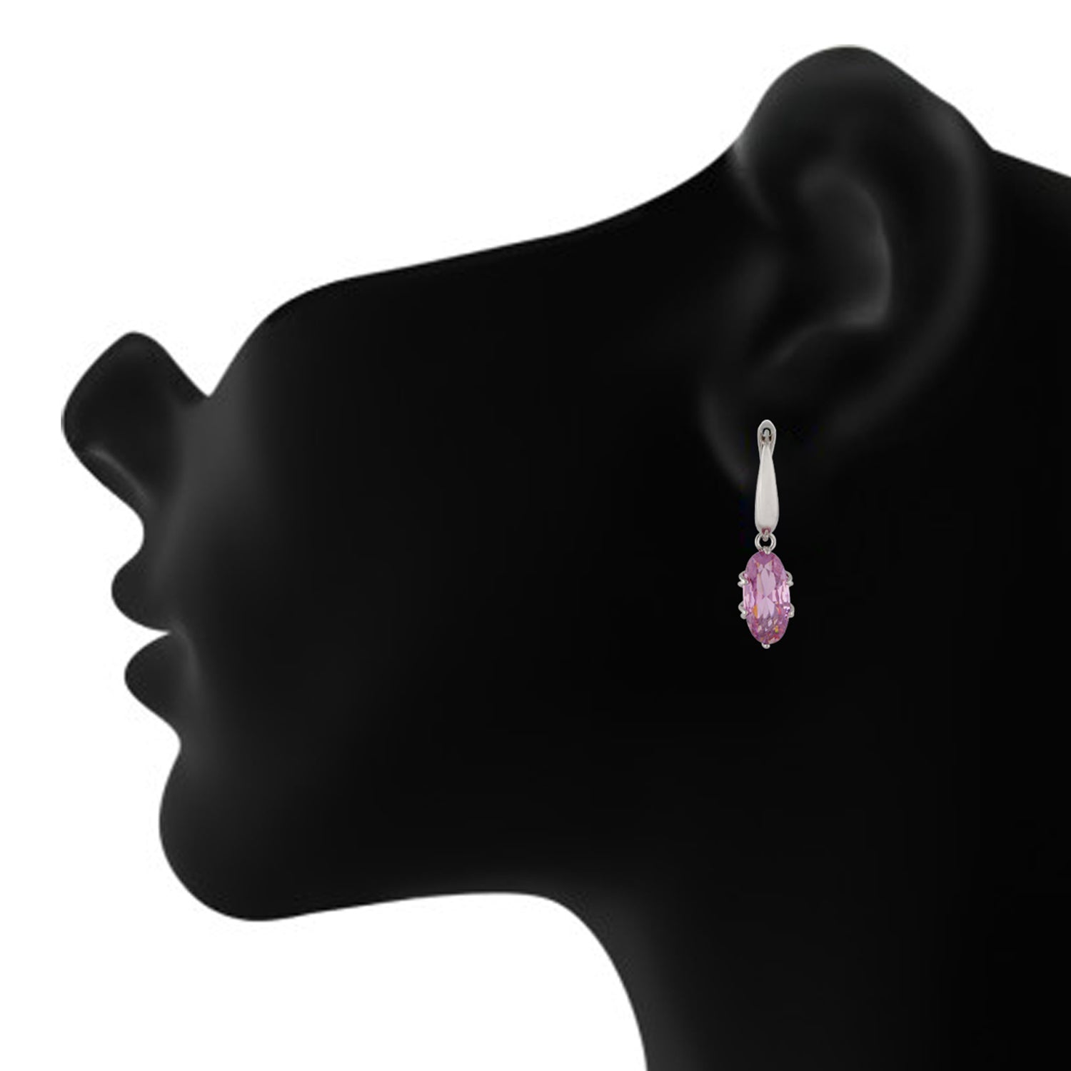 Impressive Pink and Silver Colour Oval Shape Earring for Girls and Women