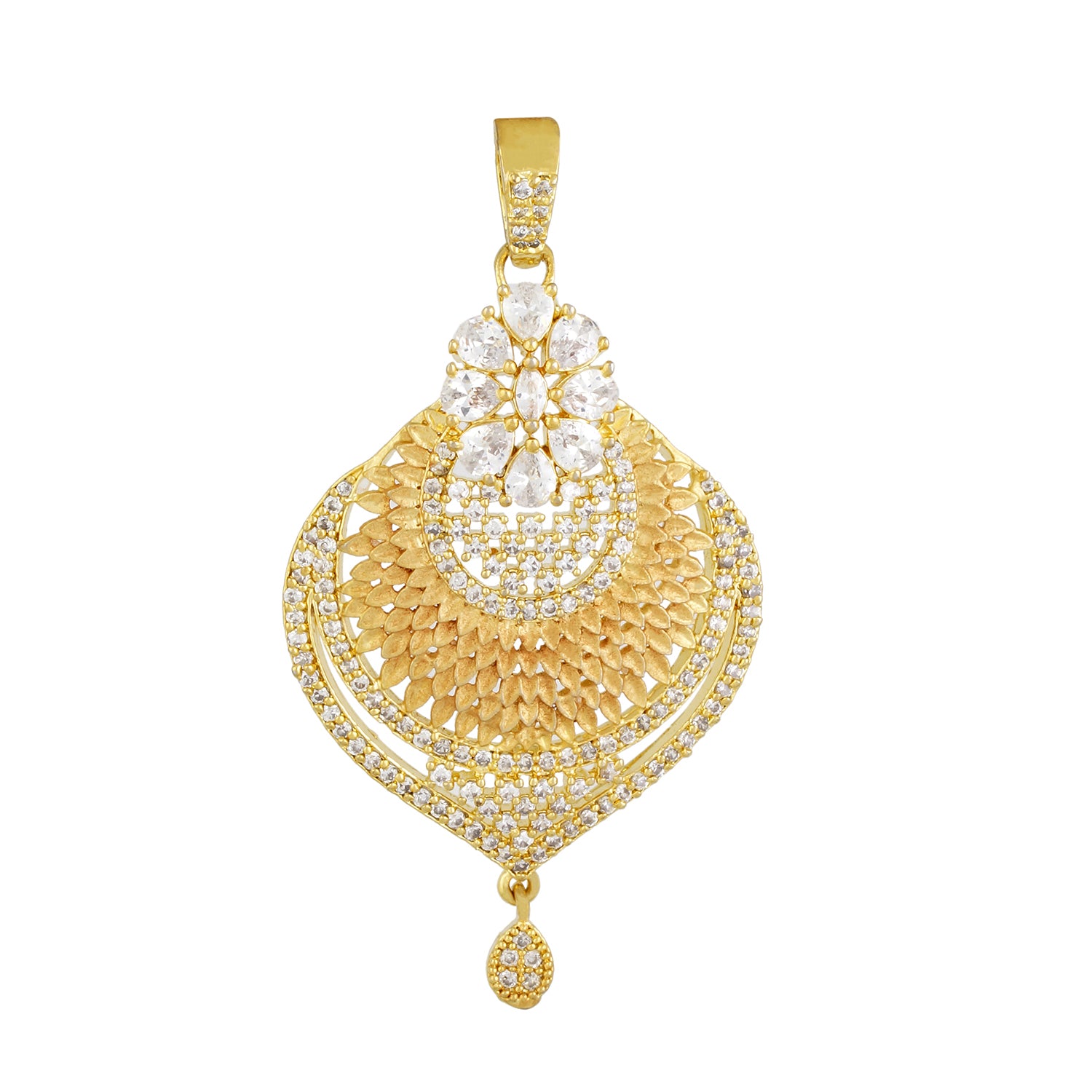 Stylish Geru Antique Gold Plated CZ Copper Pendant Set for Ladies and Girls