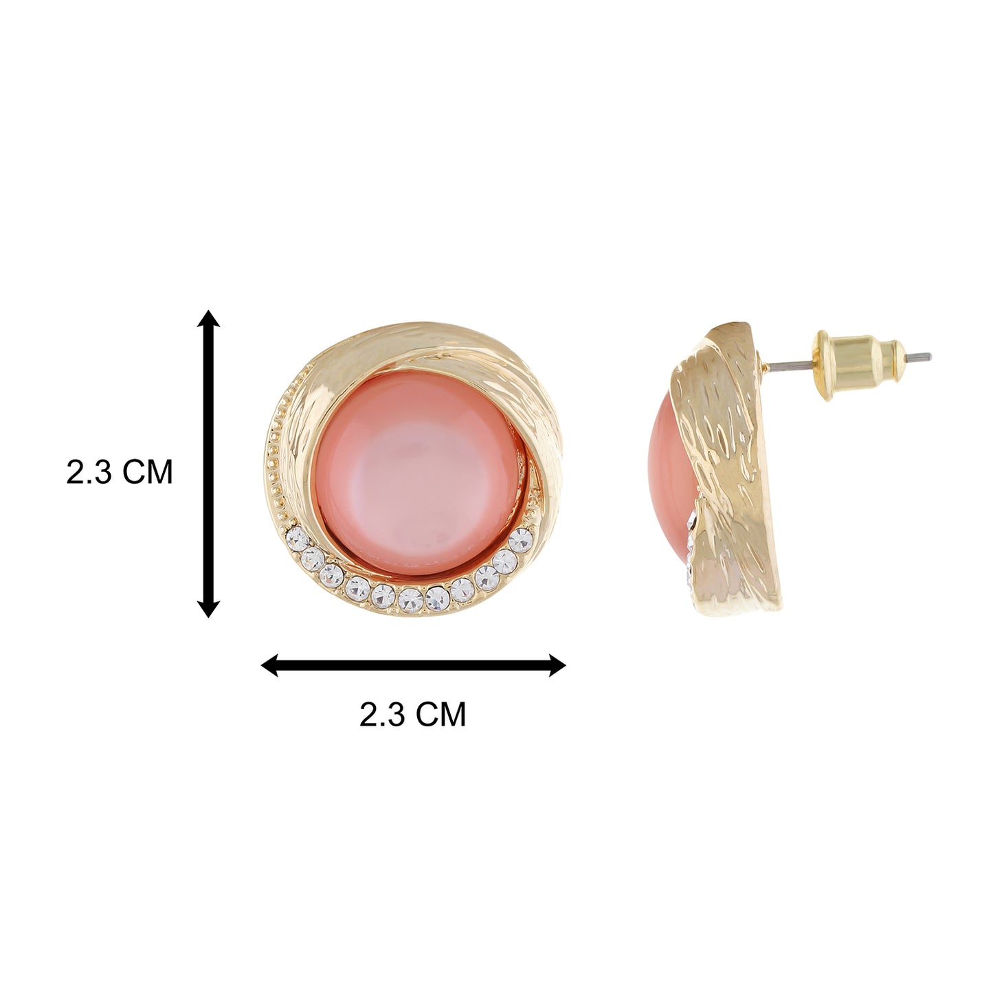 Pink and Gold colour Round design  Studs for girls and women