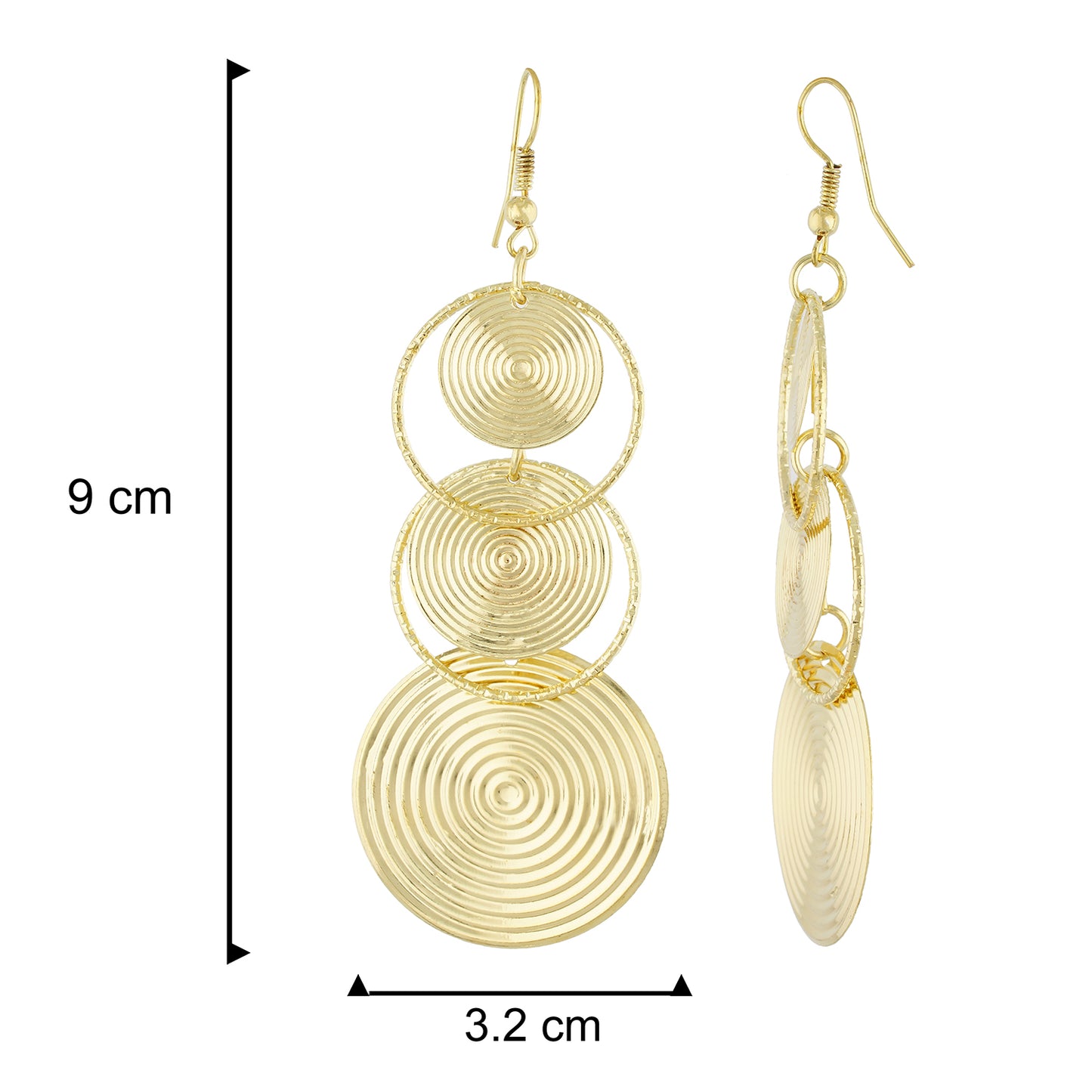 Gold Colour Round Shape Ear Long Hangings for Girls and Womens