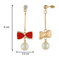 Incredible Red and Gold Colour Bow Design Enamel Enhanced Earring for Girls and Women