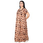 Printed Cotton Mother Nighty For Women - Brown
