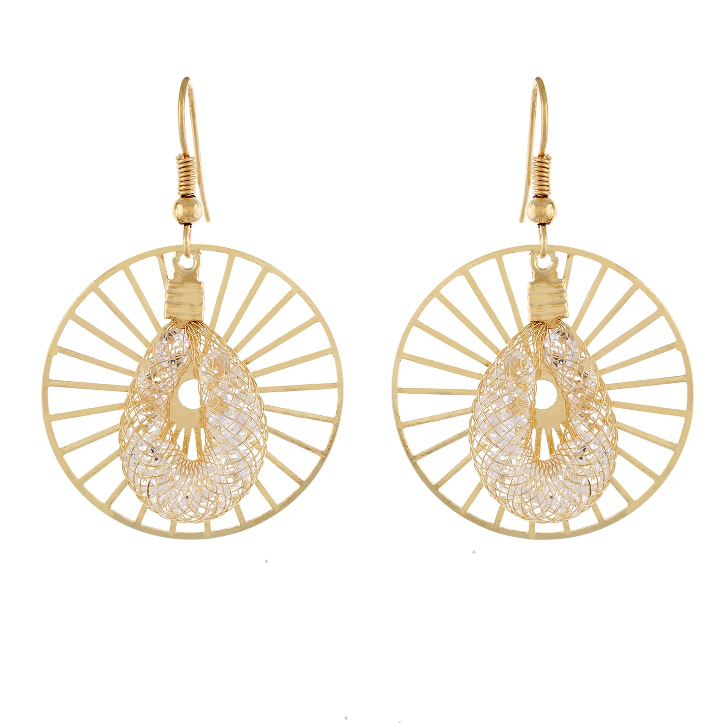 Gold colour Round Design Hanging Earrings for Girls and Women