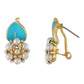 Stylish Light Blue and Gold Colour Flower with Leaf Design Earring for Girls and Women