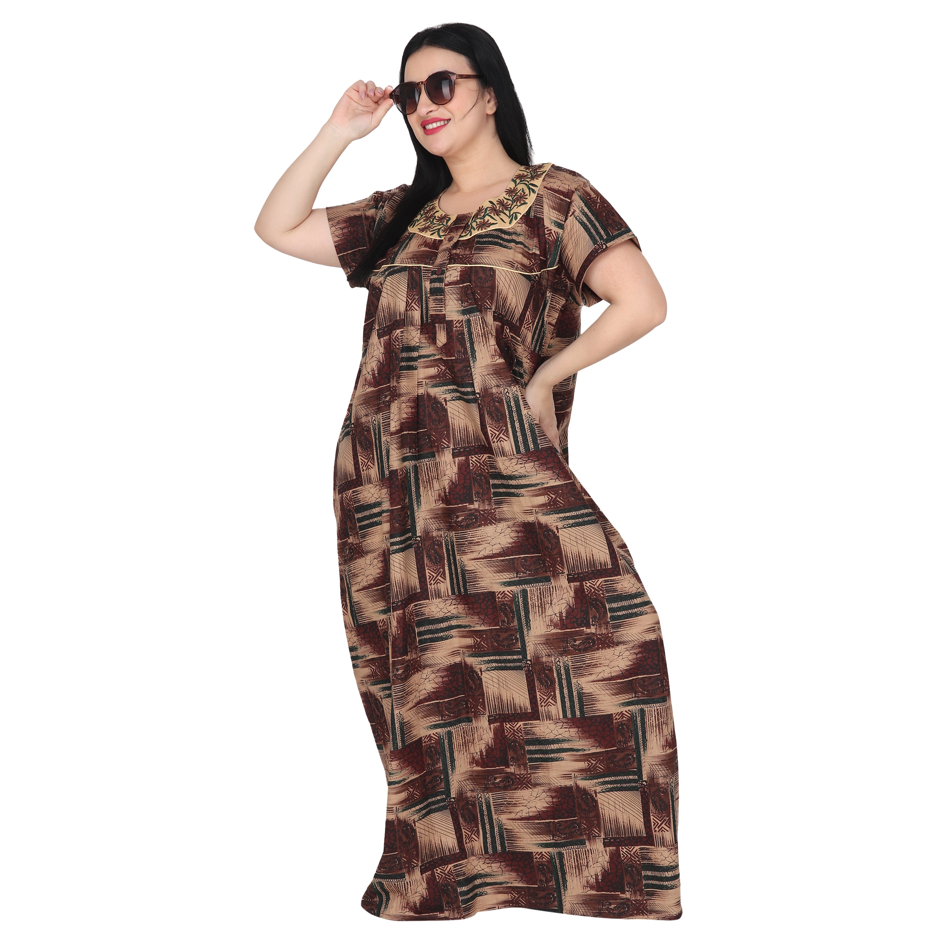 Indo Western Women Cotton Hosiery Printed Night Gowns, 8 Colors at Rs  360/piece in Ahmedabad