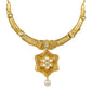 Gold Plated Kundan Necklace and Earrings Imitation Jewelry Set for Women and Girls