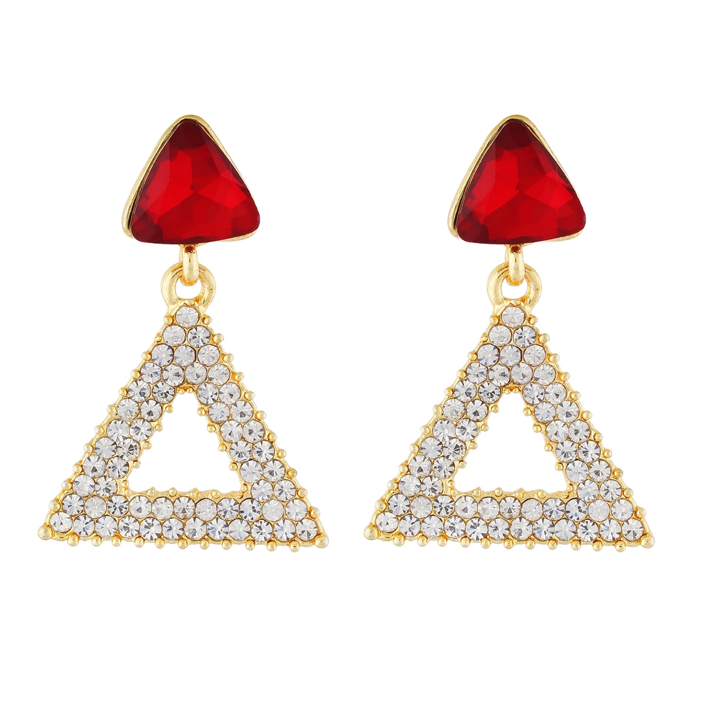 Incredible Red and Gold Colour Triangular Design Earring for Girls and Women