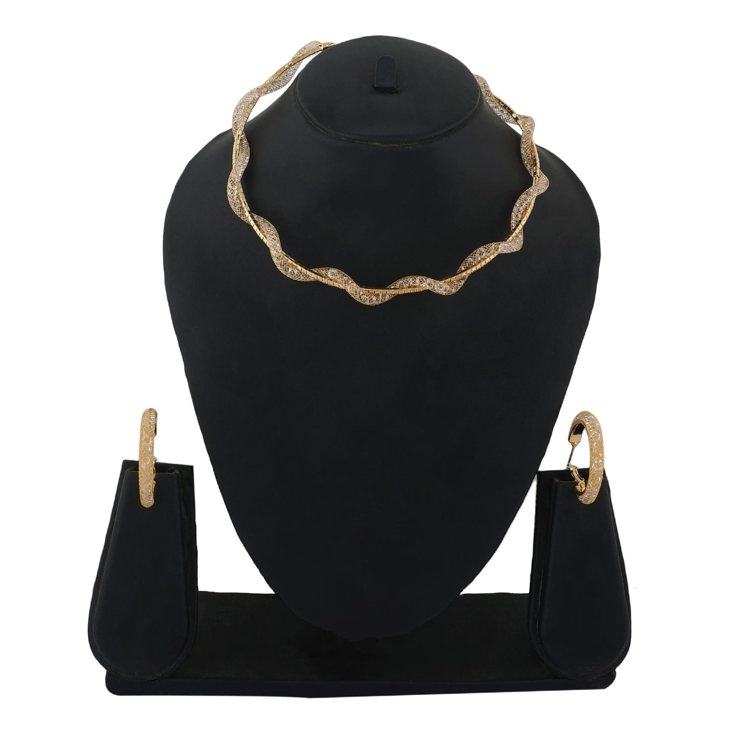 Gold Colour Formless Necklace and Earrings for Girls and Women
